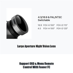 Caméra Hot Foxeer Mini 3 1200TVL Starlight 0.00001Lux à faible latence et faible bruit pour drone de course RC HS1259 - Product Image 3