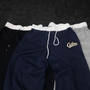 Custom Logo Embroidered <b>Men's</b> Casual Sweatpants Elastic Waist Drawstring Midweight Cotton Streetwear Style - Product Image 5