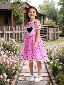 Robe en tulle rose à paillettes pour filles, robe de princesse mignonne, personnalisée pour la Journée des enfants - Product Image 3
