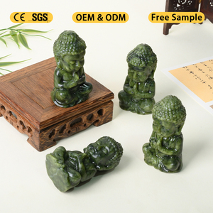 Wholesale Hand Carved Carvings and Sculptures <b>Crystal</b> Healing Xiu Yu Jade Baby Buddha for Decoration - Product Image 5