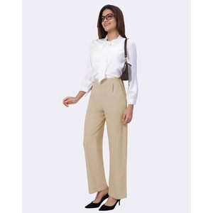 FOXA Womens Wide Leg Palazzo <b>Pants</b> High Waist Loose Fit With Pockets Breathable Crepe Fabric <b>Summer</b> Beach Business Casual - Product Image 4