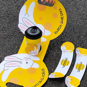 Porte-boisson jetable personnalisé Capacité de 1/2/4 tasse Style double paroi avec poignée Porte-gobelet à café en papier écologique - Product Image 4