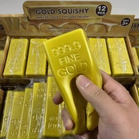 En gros, jouet Squishy en mousse PU doré, simulation de bloc d'or, en forme de beurre, à remontée lente, liste promotionnelle