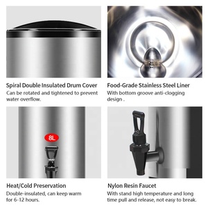 공장 버블티 장비 8L 10L 12L 스테인리스 스틸 밀크티 보온통 맥주통 음료 보관용 - Product Image 5