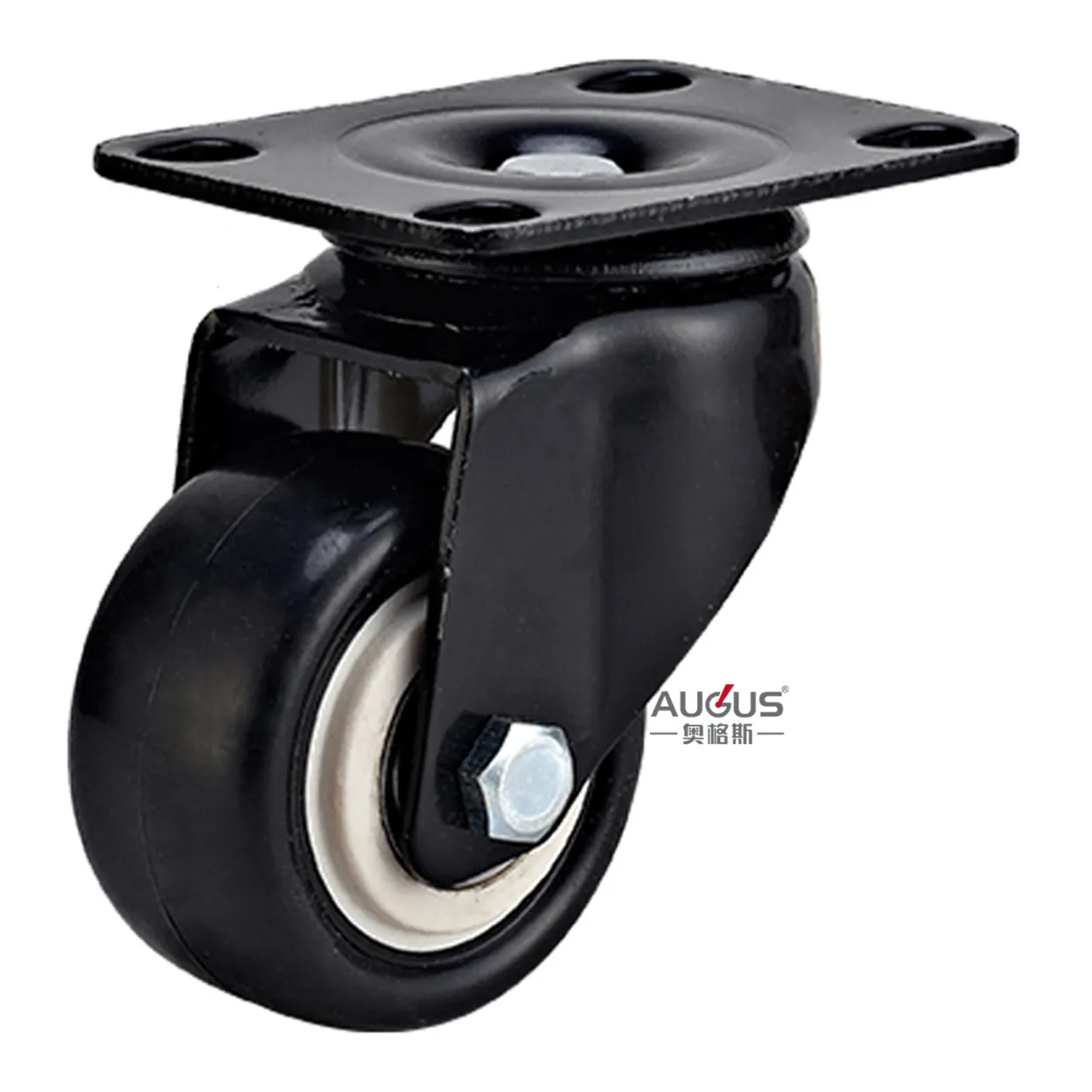 Furniture Caster Wheel 2 inch Black/Red PU Swivel Castor for Trolley