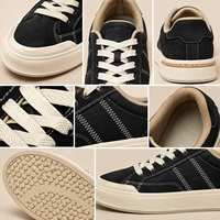 Tênis Casuais Masculinos com Cabedal em Microfibra, Solado Grosso, Lace Up, Calçados para Skate e Caminhada