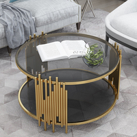 Table basse ronde de salon en acier inoxydable, meuble de luxe, de haute qualité, en or ou en argent, avec miroir, disponible en noir