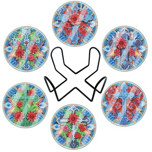 Kits de bricolage Forme spéciale Pierres Mandala Lot de 6 Sous-verres en diamant avec couvercle de protection - Product Image 5