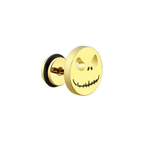 Skeleton <b>Stud</b> Earrings <b>Titanium</b> Steel Black Silver Gold Round Men's Fashion Jewelry - Product Image 2