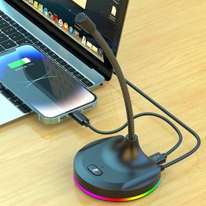 Gavit gk55 RGB Microphone USB condenser cho <span class=keywords><strong>PC</strong></span> chơi Game chế độ tối LED ánh sáng omni-directional Mô hình cực có dây kết nối - Product Image 1