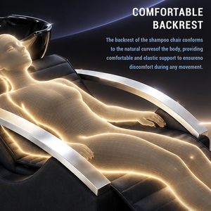 Fauteuil de lavage électrique de luxe vert en acier inoxydable de haute qualité avec moteurs CE, fonction massage et levage des jambes, et bac en céramique - Product Image 3