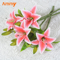 AM-AFK01 Fleur de lys artificielle à tige longue de 38 cm, haute simulation, durable, pour arrangements floraux de mariage et décoration intérieure, fournie par Ammy Factory