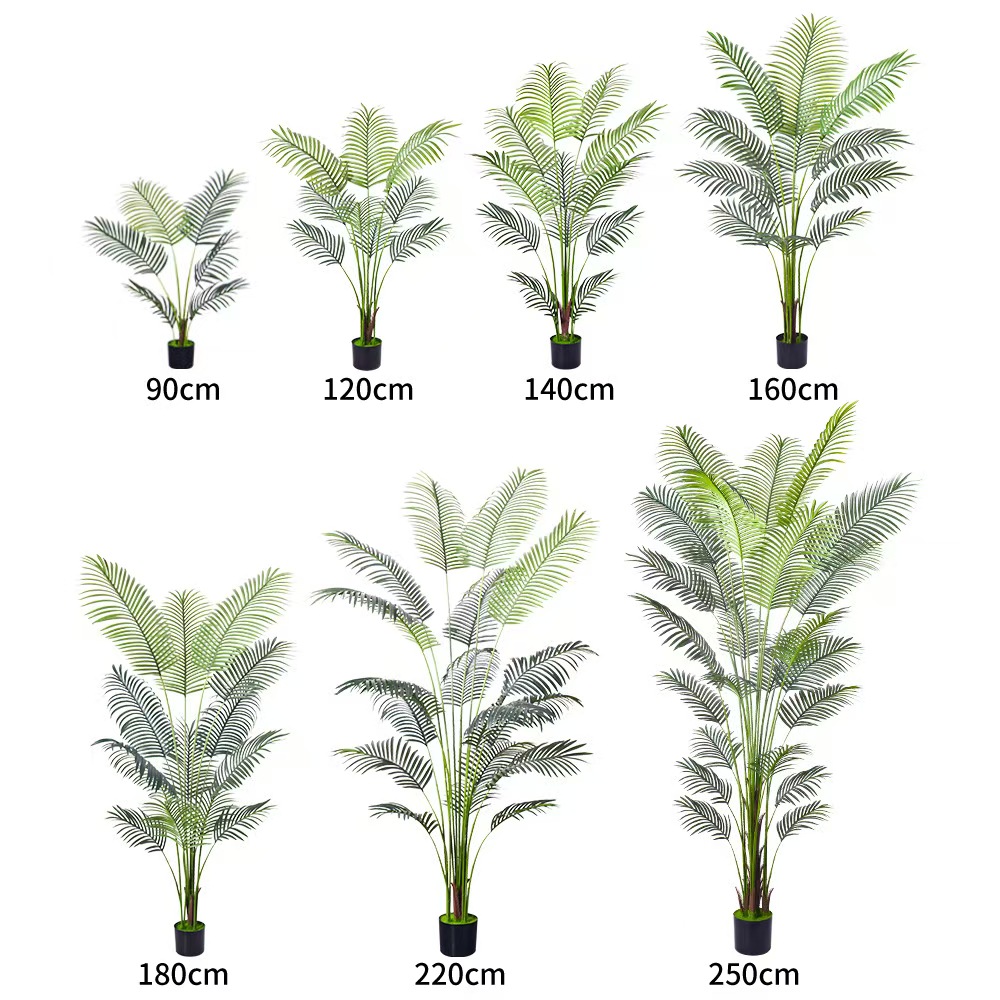 Modern Home Decor Artificial Bonsai Tree with Plastic Pots Indoor Palm Leaf for Garden Landscaping