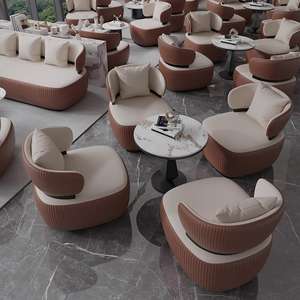 Conjunto de Sofás de Oficina con Sillas y Mesa para Área de Recepción, Cómodos, de Cuero Ecológico, con Esponja de Alta Densidad - Product Image 2