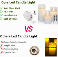 Bougie LED en Cire Véritable Scintillante Sans Flamme Alimentée par Piles, dans un Verre, avec Télécommande, OEM ODM, pour Décoration de Mariage ou Fête