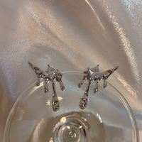 Boucles d'oreilles en cuivre exagérées pour femmes, motif goutte de lave foncée, zircon super étincelant, accessoires