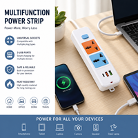 Enchufe múltiple universal de 2 tomas con 1 puerto USB-C y 2 USB-A, 10A 2500W, interruptor maestro, blanco, venta al por mayor