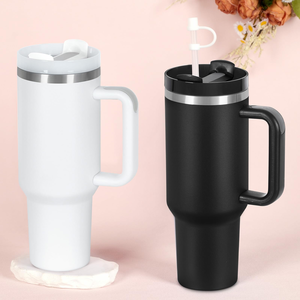 แก้วกาแฟแบบพกพา สแตนเลสสองชั้น ขนาด 40 ออนซ์ 30 ออนซ์ พร้อมหูจับและหลอดดูด รุ่น Custom Logo H2.0 - Product Image 3