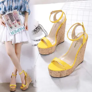 Custom Elegant strappy designer comfortable wedge high heel shoes summer cheap platform sandals woman shoes new arrivals 2024