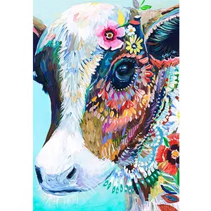 Série d'animaux personnalisée vache colorée kit de peinture diamantée 5d art mural peintures décoratives pour la maison kits de peinture diamantée à faire soi-même