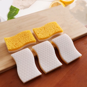 Éponge de cuisine double face en forme de S, tampon à récurer en cellulose de pâte de bois, éponge de nettoyage double <span class=keywords><strong>action</strong></span> ultra-résistante, vente en gros en vrac - Product Image 3