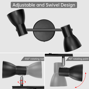 Nuevo Diseño <span class=keywords><strong>de</strong></span> <span class=keywords><strong>Foco</strong></span> <span class=keywords><strong>de</strong></span> Techo E14 <span class=keywords><strong>de</strong></span> 2 Vías y 60W, Moderno, Minimalista, Ajustable, LED/Halógeno, Negro, para Interiores <span class=keywords><strong>de</strong></span> Oficina - Product Image 2