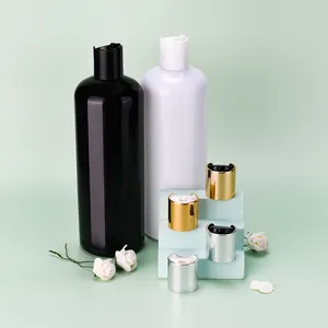 ホットセールカスタムロゴ化粧品包装100ml300ml500ml琥珀色の白いプラスチックシャンプーとディスクキャップ付きヘアコンディショナーボトル
