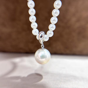 Pendentif en argent S925 31052 avec perles rondes de 10 à 17 mm, accessoires de perles DIY, support vide pour bouton, pendentif pour collier - Product Image 4