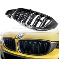 Grille de calandre avant en fibre de carbone F32 pour BMW F33 F36 F82 F80 F83 M3 M4, grille de ventilation avant à double lamelles à clipser sur le pare-chocs