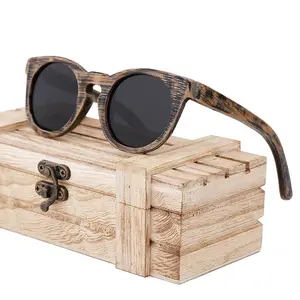 Customized Logo UV400 Polarized Lens Bamboo Wooden Sunglasses for Children Kids Wood Glasses with Custom Design