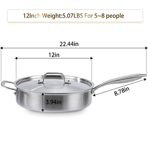 High Quality No Coating Wooden <b>Handles</b> Gas 6-Piece Triply Induction Bottom Stainless Steel Frying <b>Pan</b> Saute <b>Pan</b> - Product Image 5