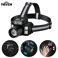 Lampe frontale laser haute puissance blanche et rouge, 3 couleurs de lumière, torche LED à induction, zoomable, étanche, pour la randonnée et la sécurité
