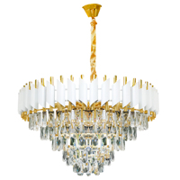 Lustre en cristal K9 de luxe, luminaire suspendu rond en aluminium doré avec finition argentée pour la décoration de la maison et des hôtels, tension 220V