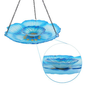 ZY172 mangeoire pour oiseaux sauvages en forme de fleurs, décoration de jardin extérieur, Double couche de verre suspendu, mangeoire pour oiseaux - Product Image 2