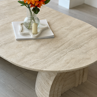 Table basse ronde en travertin sculptural moderne sur mesure SHENGLIN, table d'appoint artistique en pierre pour salon et appartement d'hôtel