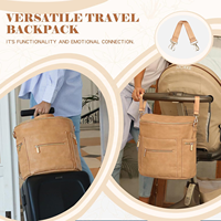 Sac à dos à langer en cuir grand format personnalisé pour voyage avec matelas à langer intégré