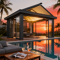 Pérgola Bioclimática Motorizada de Aluminio, Impermeable, Resistente al Viento y a la Nieve, con Techo de Láminas Ajustables, Gazebo para Exteriores, Refugio para el Borde de la Piscina