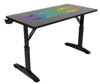 Bureau d'écriture de bureau à domicile robuste de conception personnalisée, bureau de jeu noir pour joueur, table d'ordinateur de jeu avec RGB et tiroir