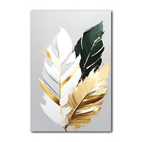 Vente en gros de peinture à l'huile sur le thème des feuilles abstraites faite à la main art mural peinture encadrée prête à accrocher pour la décoration d'hôtel à la maison
