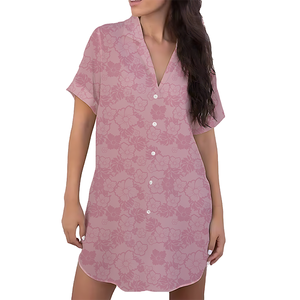 2025 Hawaii vỏ bãi biển mô hình mặc tùy chỉnh in Rayon thường dưới mùa hè TEE Áo sơ mi phụ nữ nút xuống Ăn mặc - Product Image 4