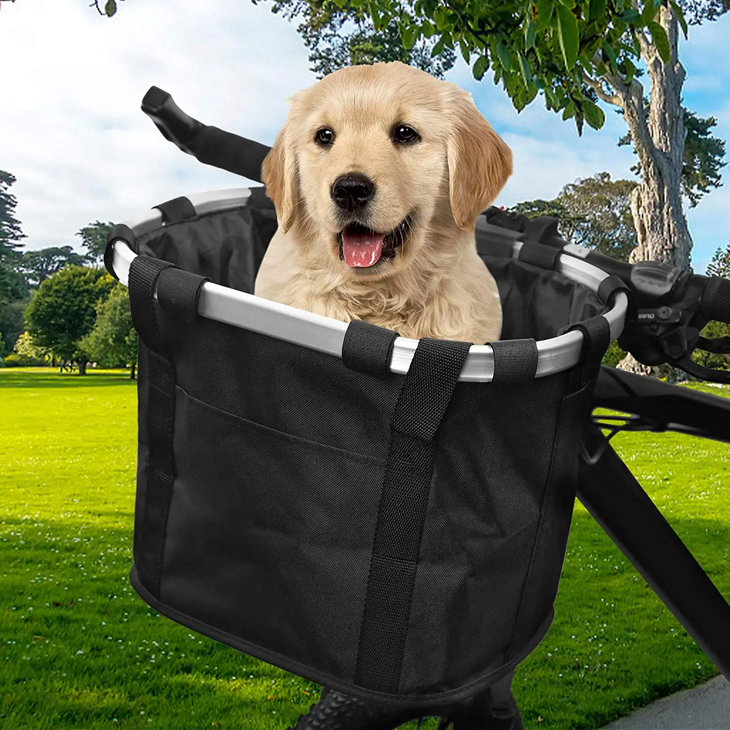 Bike Basket Folding Small Pet Cat Dog Carrier Removable Bicycle Handlebar Bag Quick Release Detachable Cycling Holder bag