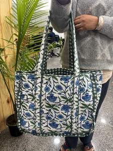 Sac fourre-tout en coton fait main, sac de shopping/sacs à bandoulière, sac matelassé pour femme, sac de voyage week-end, sacs de transport - Product Image 2