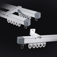 IKSUN dormitorio postes de cortina de Metal extensible montado en el techo soporte de barra de cortina rieles con rodillos de corredor