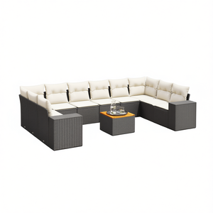 Black <b>Rattan</b> Garden <b>Sofa</b> Set 8 Seater Outdoor Furniture Weather Resistant Contemporary Design - Product Image 1