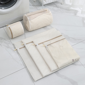 Borsa per Bucato a Nido d'Ape Riutilizzabile Beige/Bianca, Ideale per Casa e Viaggio, per Vestiti, Camicie, Pantaloni, Biancheria Intima, Reggiseni - Product Image 2