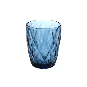 Groothandel Goedkope Stemless Wijnglas Tumbler Custom 270Ml Drinken Glas Wijn Glaswerk Blauw Glas Tumbler