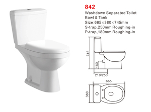 WC a due pezzi in ceramica bianca stile moderno per hotel, con scarico a parete e doppio flusso, prodotto a Chaozhou - Product Image 3