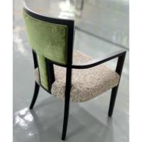 Chaise de salle à manger moderne en bois massif sur mesure, dossier en velours vert, rembourrée, pour restaurant, hôtel, café, fauteuil commercial