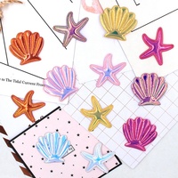 Patch Appliqué 3D Rembourré en Cuir PU Découpé au Laser, Motif Coquillage et Étoile Brillant Scintillant à Coudre, Idéal pour la Décoration de Chapeaux - Vente en Gros