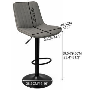 Tabouret de bar moderne TUQ CHAIR pivotant, réglable en hauteur, confortable, avec dossier, pour comptoir de cuisine, bar, restaurant, événements - Product Image 3